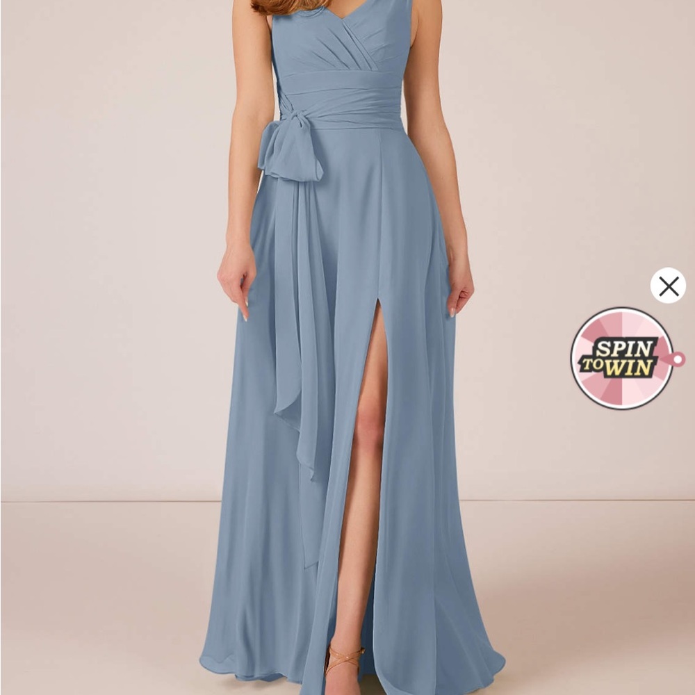 Azazie Bianca Dusty Blue Bridesmaid Dress